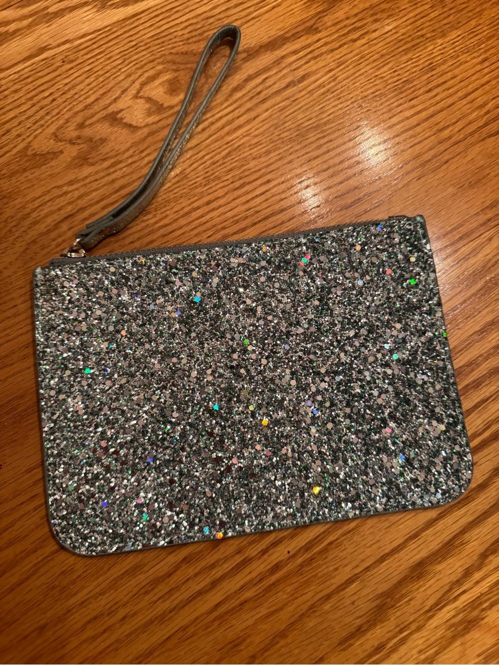 Old Navy Silver Glitter Wristlet with Multicolor Sparkles